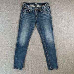 Silver‎ Jeans Co. Jeans Womens 28 Elyse Mid Skinny Blue Contrast L03116SJL328